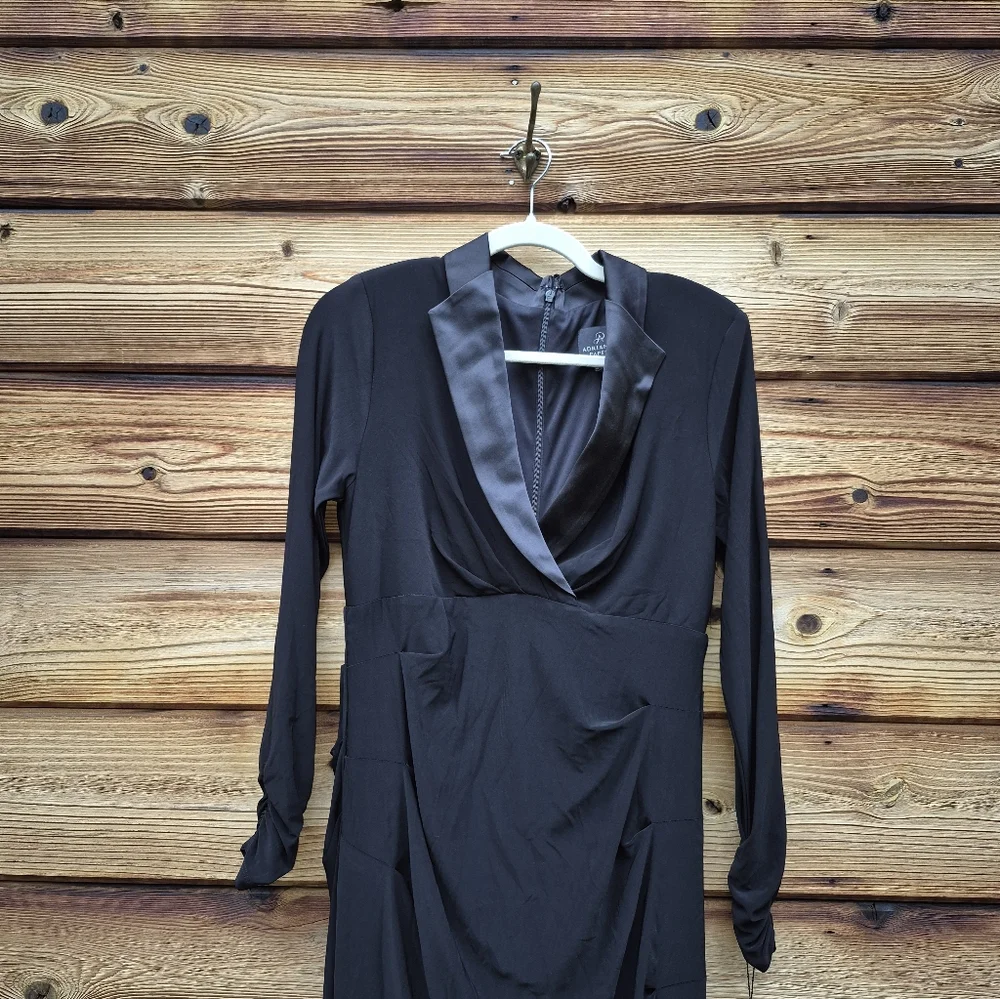 Adrianna Papell Black Tuxedo Mermaid Gown Dress - Picture 8 of 14